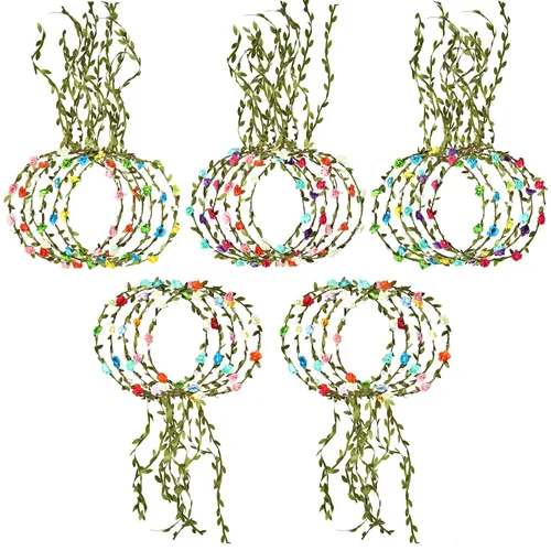 WILLBOND 28 diademas de corona de flores, coronas de guirnalda floral ajustables para adultos, fiestas de hadas, cumpleaños y recuerdos de fiesta de