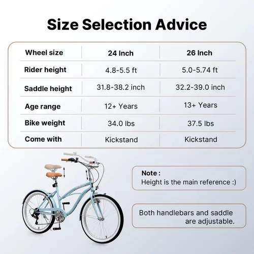 Miniatura 4 de ACEGER Girls Bike with Rattan Basket for 10+ Years, 24" 26" 1 & 7 Speed Comfort Commute Bicycle, Included Dual Brakes & Seat Rack, Adjustable