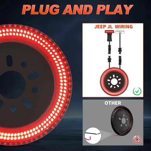 Miniatura 5 de SUPAREE Luz de freno de neumático de repuesto de 3 lados, luz LED de rueda de 400 PCS, tercera luz de freno Plug-N-Play que se ajusta para Jeep JL