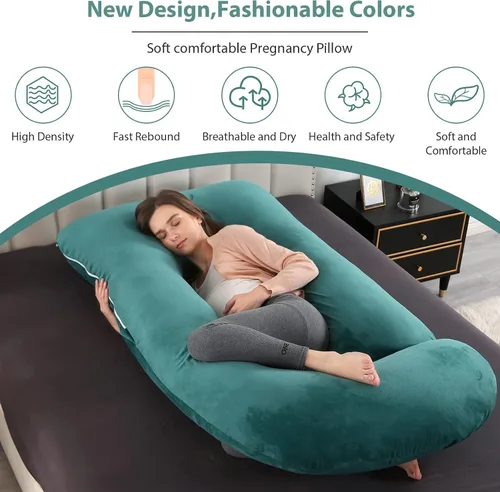 Miniatura 5 de BATTOP Almohadas de embarazo para dormir, almohada de maternidad de cuerpo completo con funda extraíble, soporte para espalda, caderas, piernas