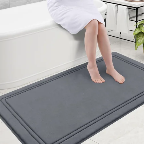 Miniatura 64 de Grandaily Alfombra de baño de espuma viscoelástica de 24 x 16 pulgadas, ultrasuave, antideslizante y absorbente, lavable a máquina, cómoda alfombra