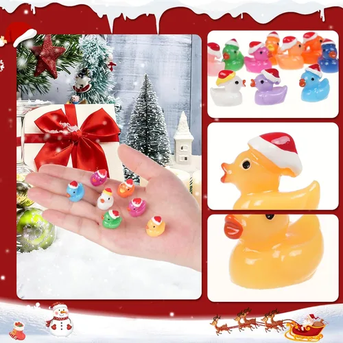Miniatura 4 de 160 piezas de patos pequeños de Navidad con gorro de Santa, mini patos de resina, patitos pequeños de plástico para Navidad, accesorios para casa