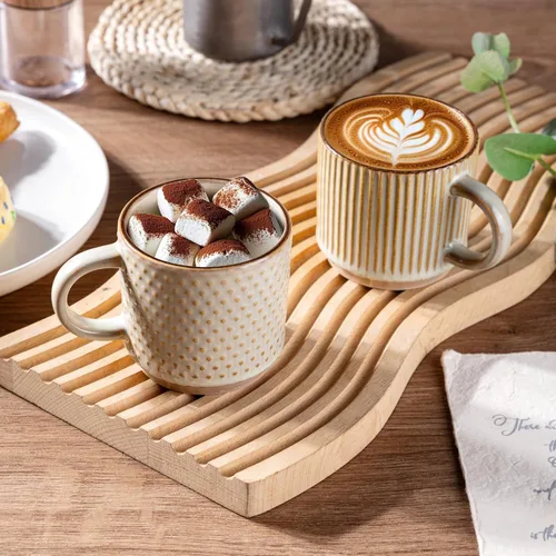 Miniatura 6 de GBhome Tazas de café apilables de 6 onzas, tazas de café de cerámica con patrones de textura para hombre, mujer, papá, mamá, juego de 4 tazas