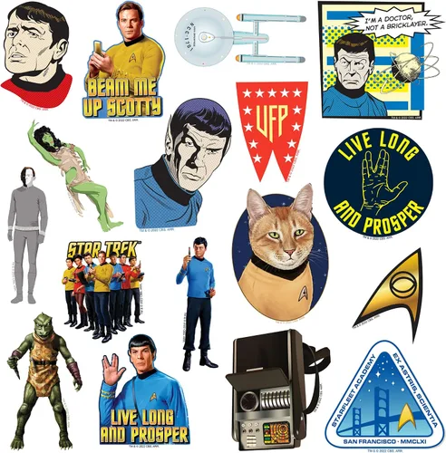 Miniatura 4 de Star Trek The Original Series - Paquete variado de calcomanías de vinilo grandes de lujo de 100 unidades, diseños clásicos troquelados para laptop