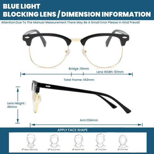 Miniatura 5 de GYU Gafas de luz azul, gafas con filtro de luz azul, para juego/lectura/TV/computadora con bloqueo de luz azul