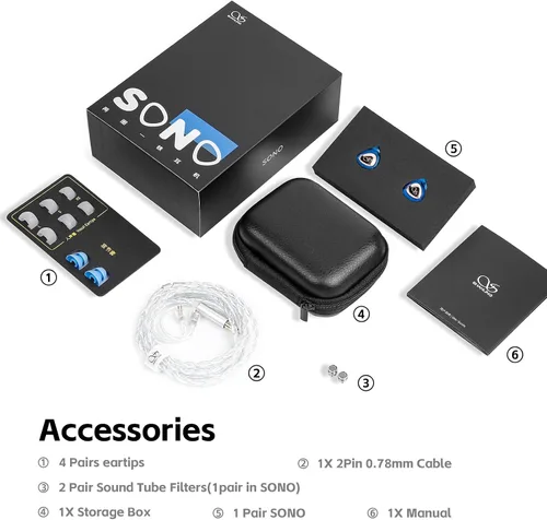 Miniatura 8 de SHANLING SONO - Auriculares intrauditivos con cable, monitor de oído de alta resolución 2DD+1BA IEMs, auriculares híbridos triple dinámicos sin Azul