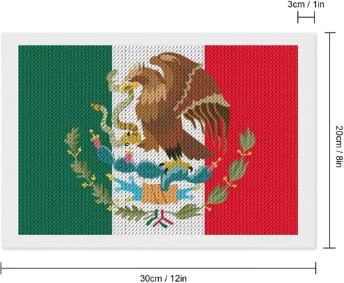 Miniatura 2 de Kits de pintura de diamantes con bandera mexicana para adultos, taladro completo 5D, manualidades para decoración de pared del hogar, regalo
