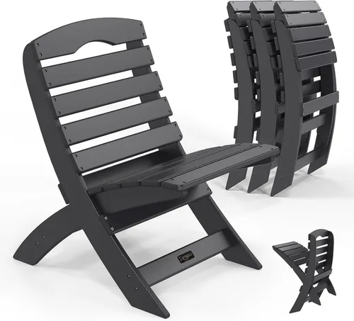Miniatura 8 de VINGLI Sillas Adirondack portátiles, silla Adirondack plegable de plástico para todos los climas, sillas para fogatas al aire libre para patio