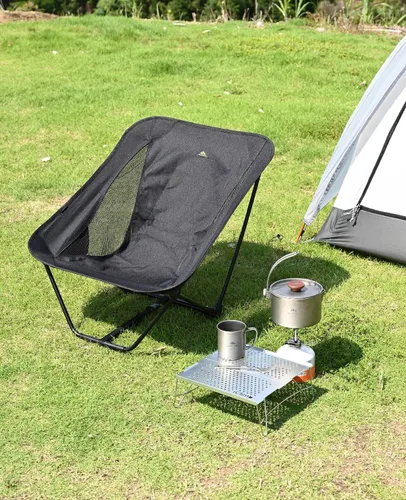 Miniatura 9 de iClimb - Silla plegable de camping ultraligera y compacta con bolsillo lateral y bolsa de transporte (Negro)