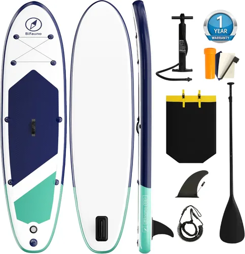 Miniatura 11 de Bifanuo Tabla de Paddle Inflable con Accesorios SUP y Mochila. Tablas de Paddle para Adultos. Cubierta Antideslizante, Postura Ancha, Aleta