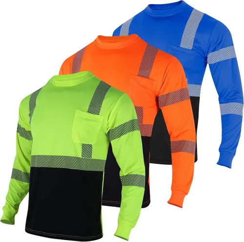 Miniatura 10 de VENDACE 3 piezas de camisetas de seguridad reflectantes de alta visibilidad de manga larga para trabajo en construcción para hombres Clase 3