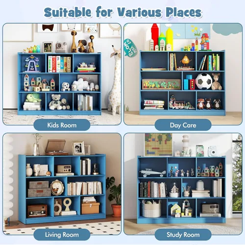 Miniatura 8 de HONEY JOY Organizador de almacenamiento de juguetes para niños, estante de almacenamiento de 8 secciones para preescolar, organizador de estante