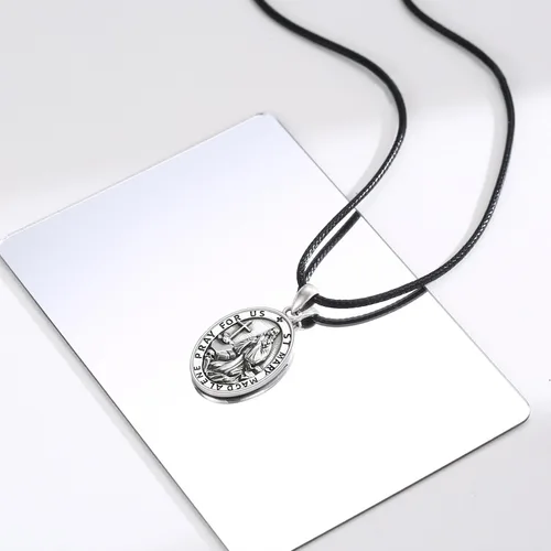 Miniatura 483 de Collar de plata de ley 925 con medalla de San Patrón, colgante de protección católica, amuleto, joyería religiosa para hombres y mujeres