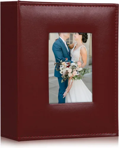 Miniatura 82 de Álbum de Fotos 4x6 para 300 Fotos Cubierta de Cuero PU Página Interior Negra para Álbumes de Boda Libro de Fotos Familiar Bebé Aniversario Bolsillo