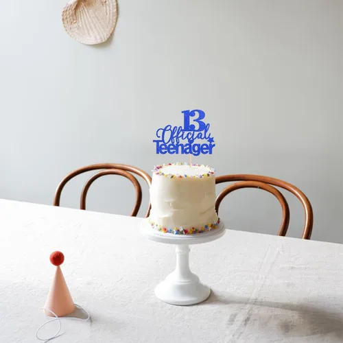 Miniatura 4 de 1 pieza de decoración de pastel de cumpleaños para adolescentes de 13 años, decoración de pastel de cumpleaños para adolescentes de 13 años con Azul