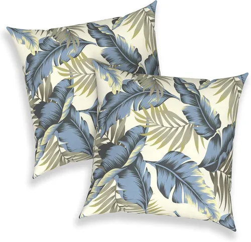 Miniatura 162 de Juego de 2 almohadas para exteriores de 16 x 16 pulgadas, repelentes al agua con interiores, para muebles de patio, hogar, jardín, geometría bohemia
