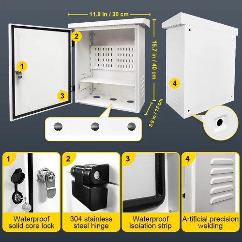 Miniatura 2 de Caja eléctrica de acero inoxidable 304 16 "x 12" x 6" IP66 Caja eléctrica al aire libre Caja eléctrica impermeable adecuada para uso en interiores