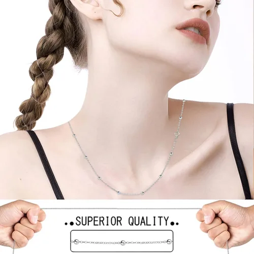 Miniatura 7 de Collar de cadena de plata de ley 925 para mujeres y hombres, de 0.059 pulgadas, delicado, ajustable, largo, delgado, cadena de serpiente, cadenas