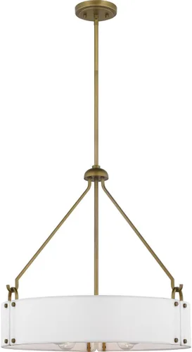 Nuvo Lighting 67691-4 Lámpara colgante de latón natural de tela de lino blanco para interiores (Halter 4LT colgante BRS (60-7691))
