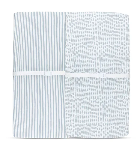 Miniatura 3 de Ely's & Co. Funda impermeable para cambiador, juego de 2 sábanas para bebé, 100 % algodón, sábanas de algodón de punto jersey con forro impermeable