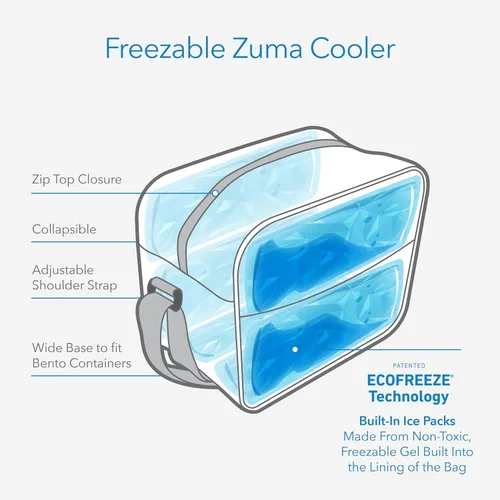 Miniatura 3 de PackIt Enfriador de latas Zuma congelable, construido con tecnología EcoFreeze, plegable, reutilizable, cierre con cremallera con correa