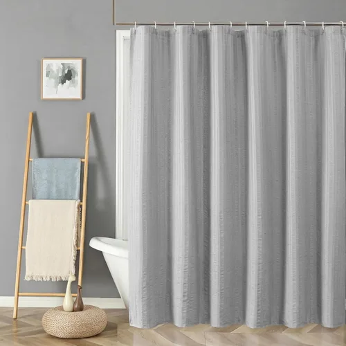 Miniatura 30 de Aiyufeng Moga - Cortina de ducha verde salvia, cortinas de ducha texturizadas en relieve 3D para baño, cortina de baño de tela de poliéster de lujo