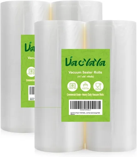 Miniatura 8 de Paquete de 4 rollos de 8 x 50 (total de 200 pies) de bolsas selladoras al vacío sin BPA, resistentes, ideales para rollos de almacenamiento