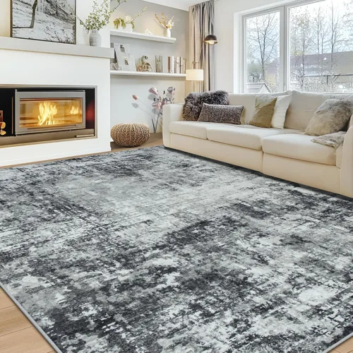 Miniatura 28 de Alfombra lavable de 4 x 6 pies para sala de estar, alfombra grande moderna para comedor y dormitorio, antideslizante, pelo bajo, 4 x 6 pulgadas