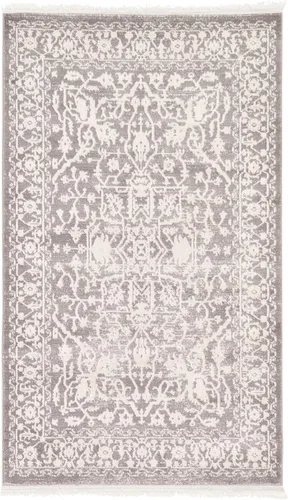 Unique Loom Diseño tradicional clásico intrincado con detalles vintage envejecidos, alfombra de área, 3 pies 3 pulgadas x 5 pies 3 pulgadas, gris