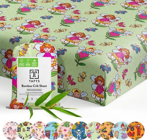 Tafts Sábanas bajeras 100% viscosa para cuna, niñas, niños y unisex, bolsillo profundo de 8 pulgadas, colchón estándar para cuna y niño pequeño,