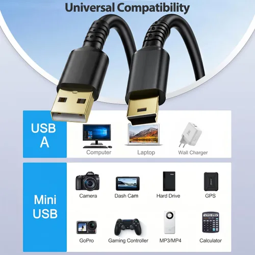 Miniatura 3 de VOTY Mini USB Cable, USB 2.0 to Mini B Male Charger Cord Durable USB Mini to USB Charging Cable Compatible with PS3 Controller, MP3 Player, Camera