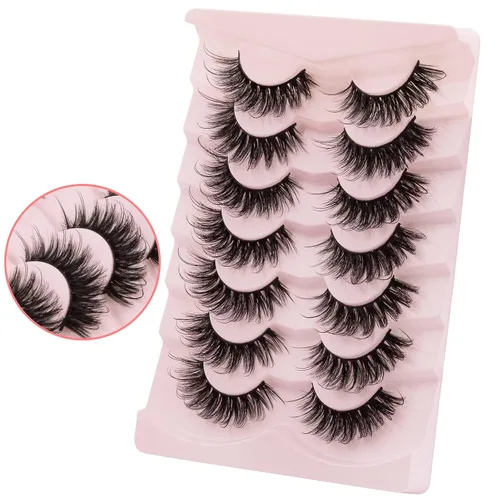 Miniatura 8 de DYSILK Pestañas de visón esponjosas, pestañas de ojos, 7 pares de pestañas dramáticas 8D, pestañas de visón sintético, pestañas naturales, largas