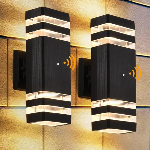 Miniatura 15 de DASTOR Lámpara de pared para exteriores del anochecer al amanecer, luz blanca cálida de 3000 K hacia arriba y hacia abajo, aplique de pared al aire