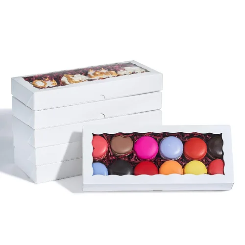 Miniatura 9 de 4 cajas de galletas blancas de primera calidad de 12 x 5 x 1.5 pulgadas, mini cajas de fresa, caja de panadería para juegos de regalo de galletas