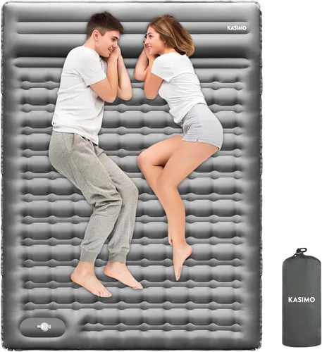Miniatura 12 de KASIMO Colchoneta de dormir ultra gruesa de 6 pulgadas con almohada y bomba de pie integrada, almohadilla inflable ultraligera para mochileros