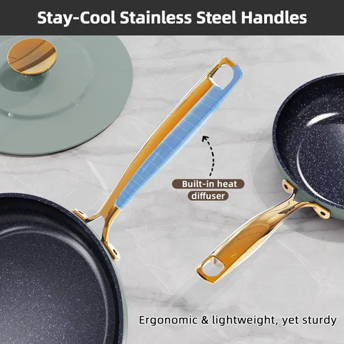Miniatura 4 de Nuwave Lux LE - Juego de utensilios de cocina de 13 piezas con elegante mango dorado, cerámica antiadherente con infusión de diamante, sin PFAS