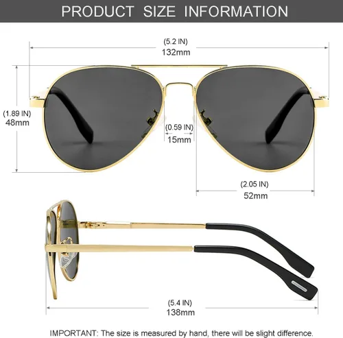 Miniatura 118 de Gleyemor Lentes de sol polarizados estilo aviador para niños y niñas, jóvenes, adolescentes, dos tamaños de 1.969 in y 2.047 in
