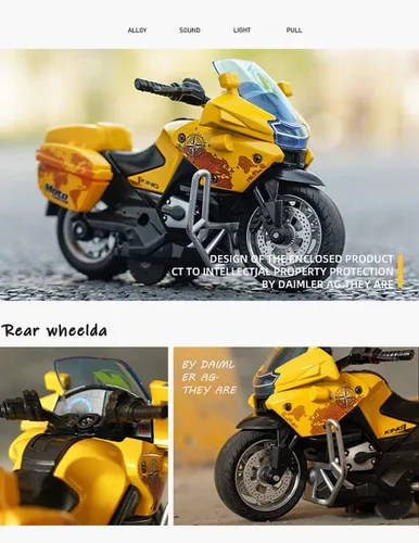 Miniatura 4 de Juguete de Motocicleta de Policía - Juguete de Motocicleta de Retroceso con Sonido y Luz, Motocicletas de Juguete para Niños, Juguetes para Niños