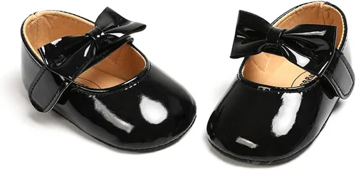 Miniatura 5 de myppgg Zapatos planos Mary Jane para bebé niña, con lazo brillante, vestido de princesa, zapatos de cuna antideslizantes para niños pequeños que