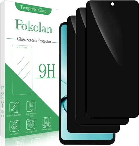 Miniatura 19 de Pokolan Paquete de 3 protectores de pantalla de privacidad para Motorola Moto G Power 5G 2025, película de vidrio templado privado anti espía