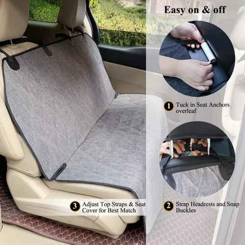 Miniatura 7 de Vivaglory - Fundas de asiento de automóvil para perro, con diseño sin falda, acolchado y duradero, 600 denier, Oxford, 4 capas protectores de coche