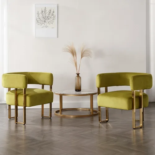 Miniatura 13 de Silla de acento barril para sala de estar con patas de metal dorado, silla lateral de terciopelo suave tapizada para dormitorio, sillón de lectura