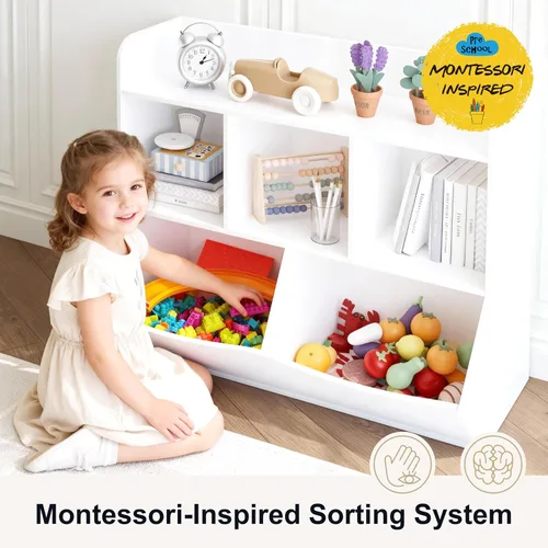 Miniatura 7 de UTEX - Organizador para almacenamiento de juguetes con estantería, varios contenedores para libros, juguetes, organizador de almacenamiento