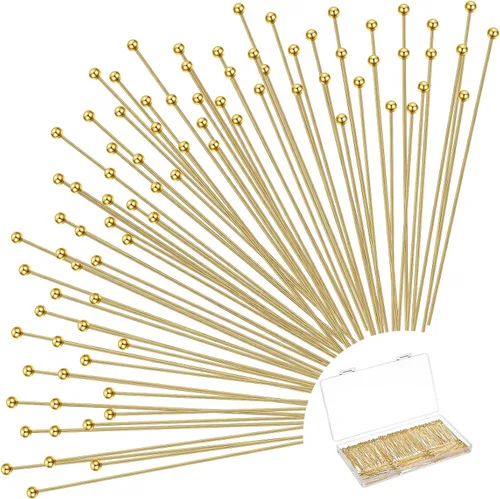 Waydress 500 piezas de alfileres de ojo de 2 pulgadas para hacer joyas, alfileres de cabeza plana de 50 mm, suministros de latón para hacer joyas