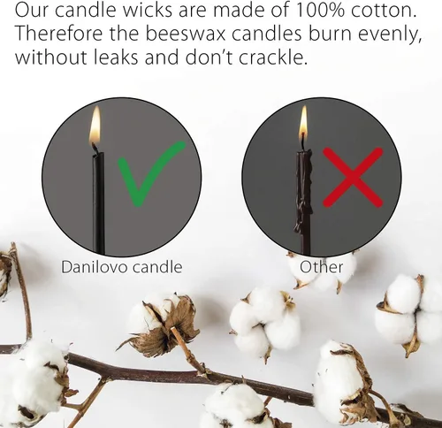 Miniatura 5 de Danilovo Velas de cera de abeja pura, sin goteo, sin humo, altas y delgadas, velas decorativas para iglesia, hogar o cumpleaños, aroma a miel, 7.3 x