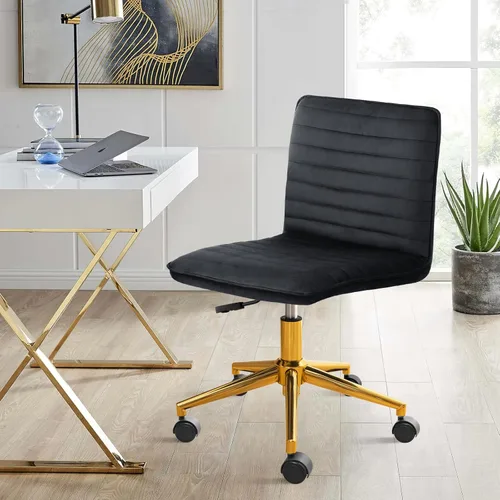 Miniatura 6 de Furniliving Silla de Escritorio para Oficina en Casa, Silla de Tocador sin Brazos con Ruedas de Terciopelo Suave Altura Ajustable, Cómodas Sillas