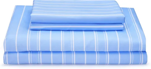 Miniatura 10 de Juego de sábanas de 4 piezas (tamaño matrimonial, blanco) 1 sábana encimera, 1 sábana bajera y 2 fundas de almohada, ropa de cama de lujo