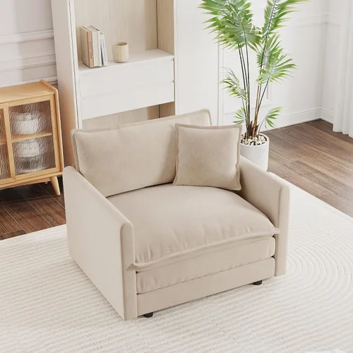 Miniatura 12 de mikibama Sofá de una plaza de 41.4 pulgadas, sillón cómodo tapizado profundo de chenilla con almohada decorativa para sala de estar, dormitorio
