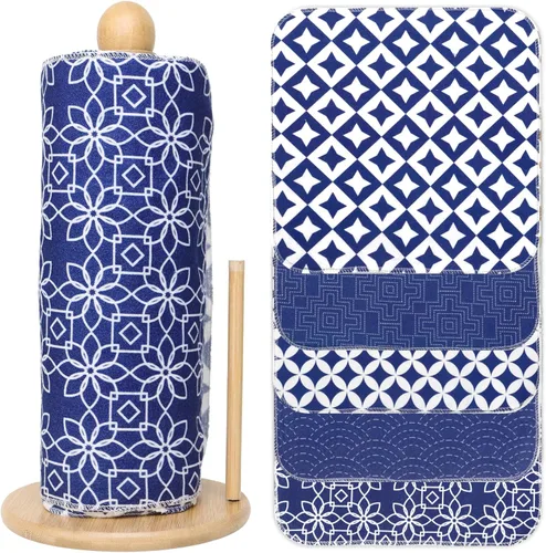 Miniatura 16 de Paquete de 25 toallas de papel reutilizables, toallas sin papel enrolladas lavables de tela de algodón para toallas de cocina, productos de cero
