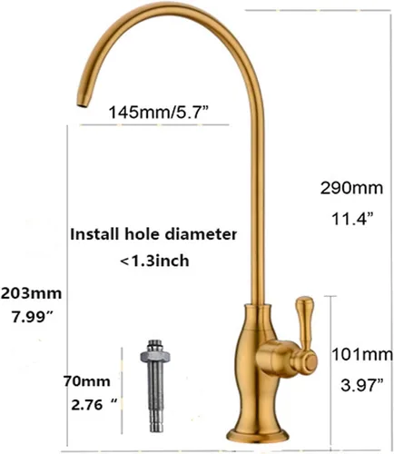 Miniatura 6 de Delle Rosa Grifo de agua potable de oro cepillado, grifo de filtración de agua comercial para sistema de filtro de agua debajo del fregadero, grifos